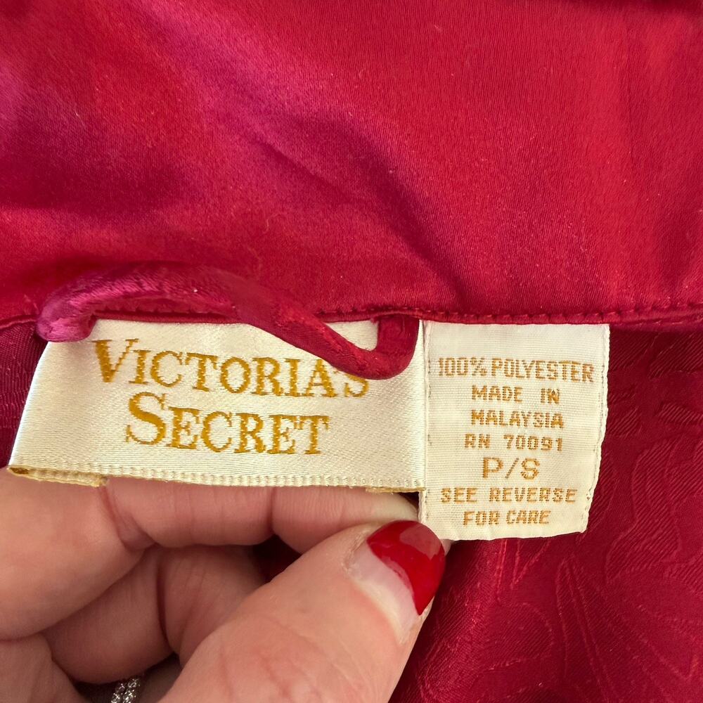 Vtg 90s Victoria's Secret Sz S Gold Label Satin Robe Jacquard Floral NO BELT - Picture 9 of 11